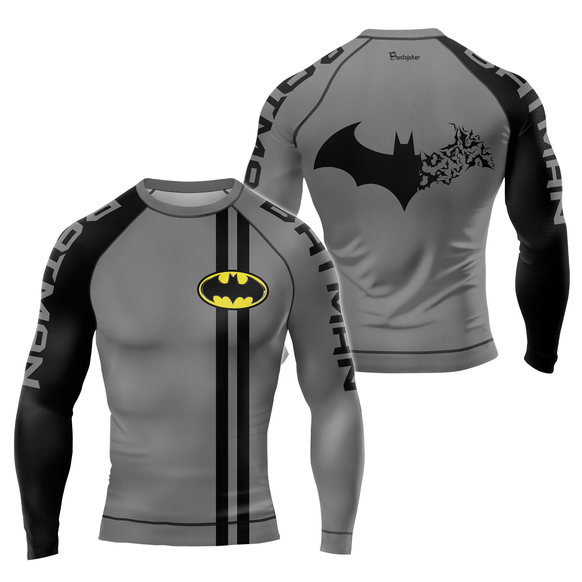 Grey Dark Knight Wing Men's Long Sleeve Rash Guard