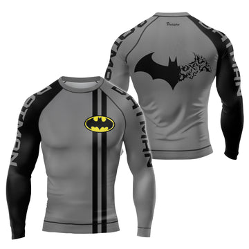 Grey Dark Knight Wing Men's Long Sleeve Rash Guard