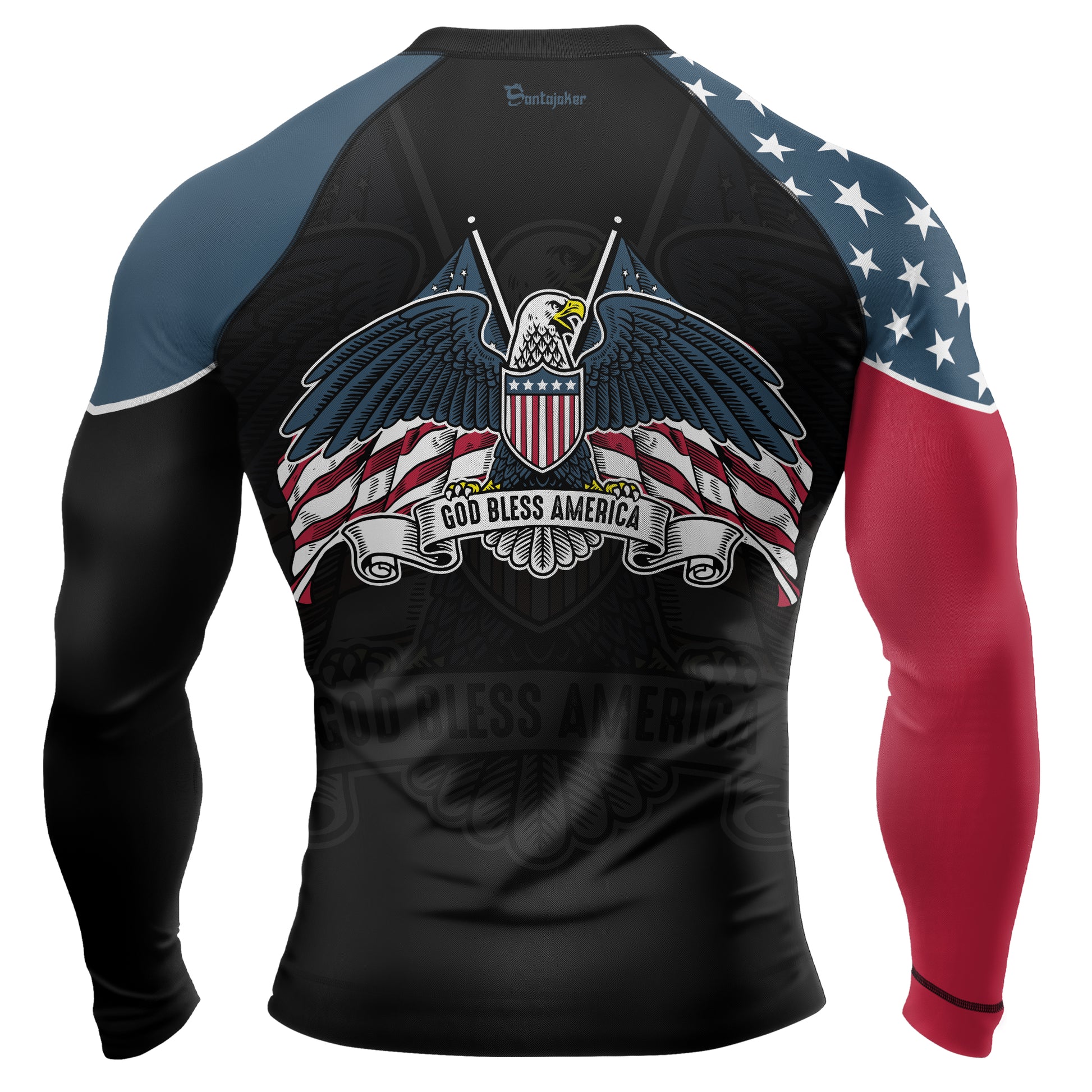 God Bless America Men's Long Sleeve Rash Guard | Patriotic Rash Guard