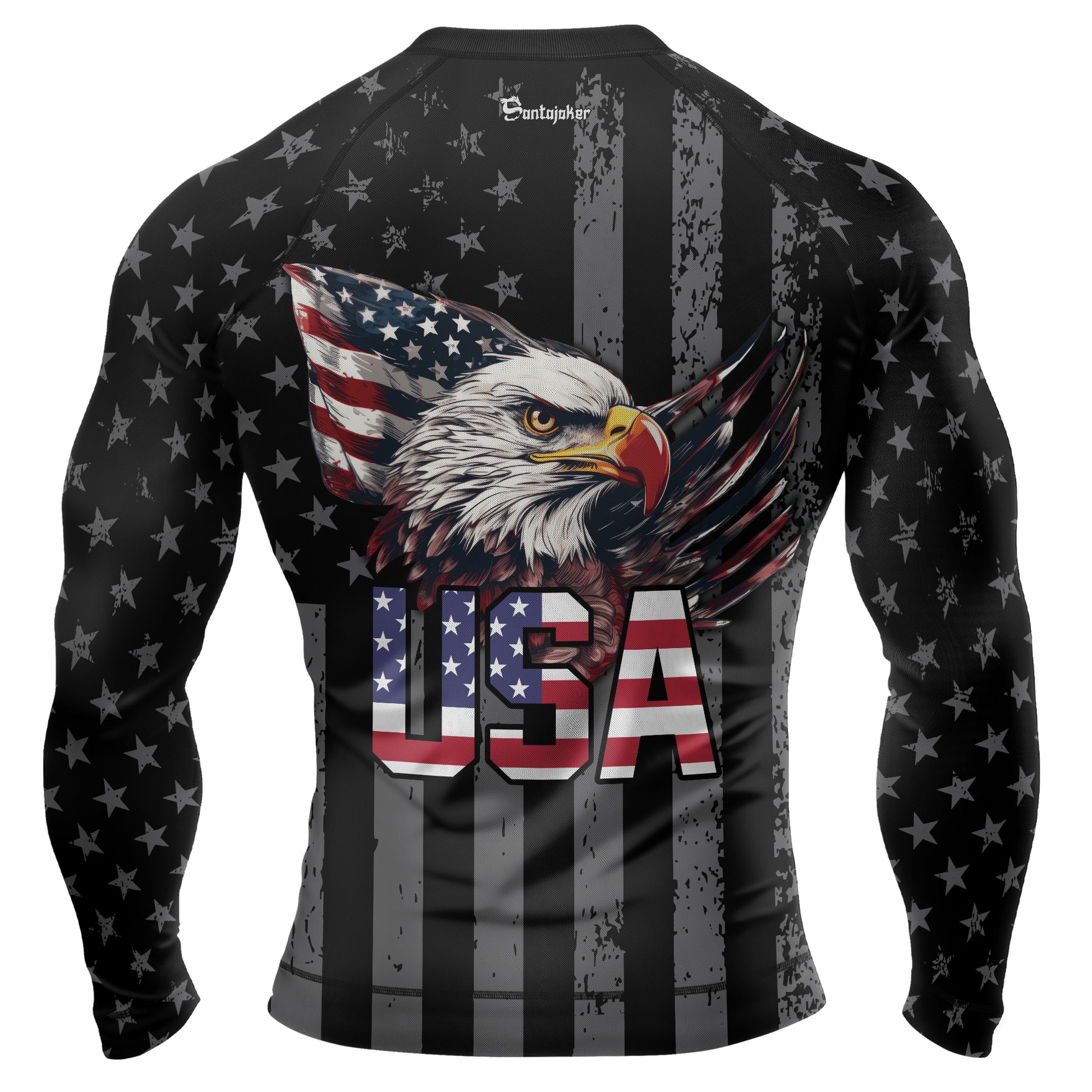 USA Flag Eagle Men's Long Sleeve Rash Guard | Patriotic Rash Guard