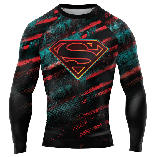 Red Kryptonite Superman Men's Long Sleeve Rash Guard