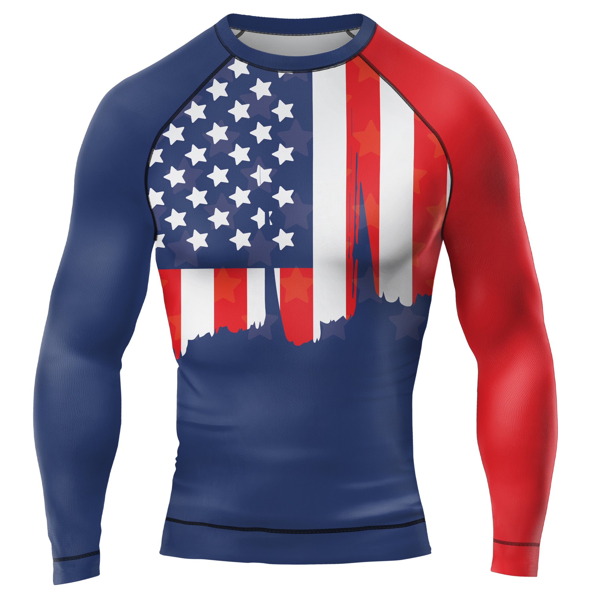 American Flag Men's Long Sleeve Rash Guard | Patriotic Rash Guard