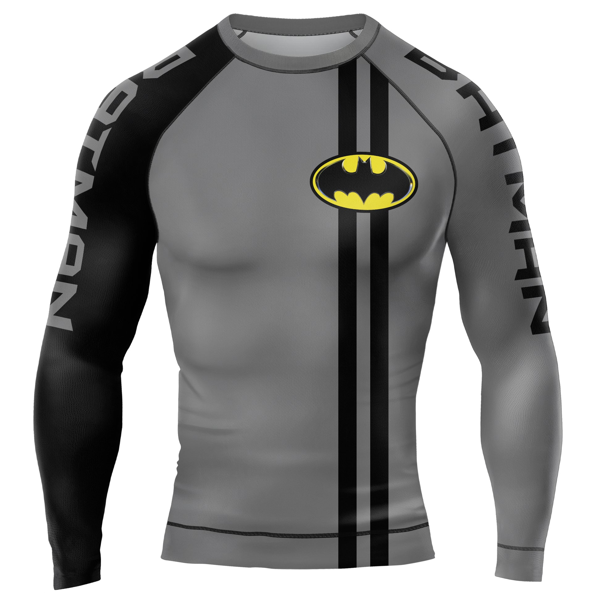 Grey Dark Knight Wing Men's Long Sleeve Rash Guard