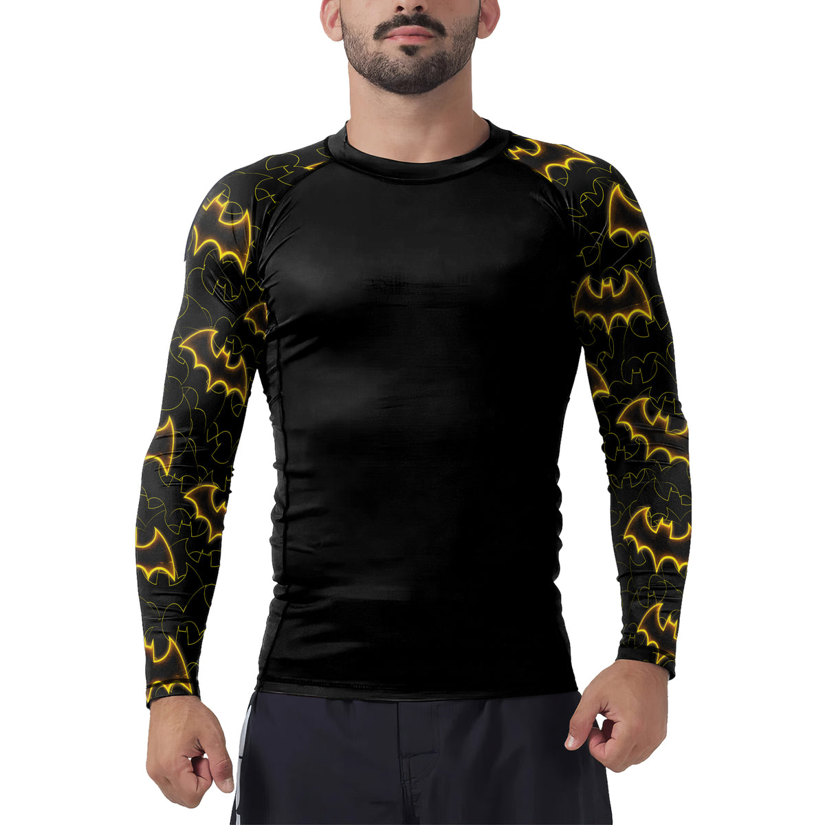 Golden Shadow Bat Men's Long Sleeve Rash Guard