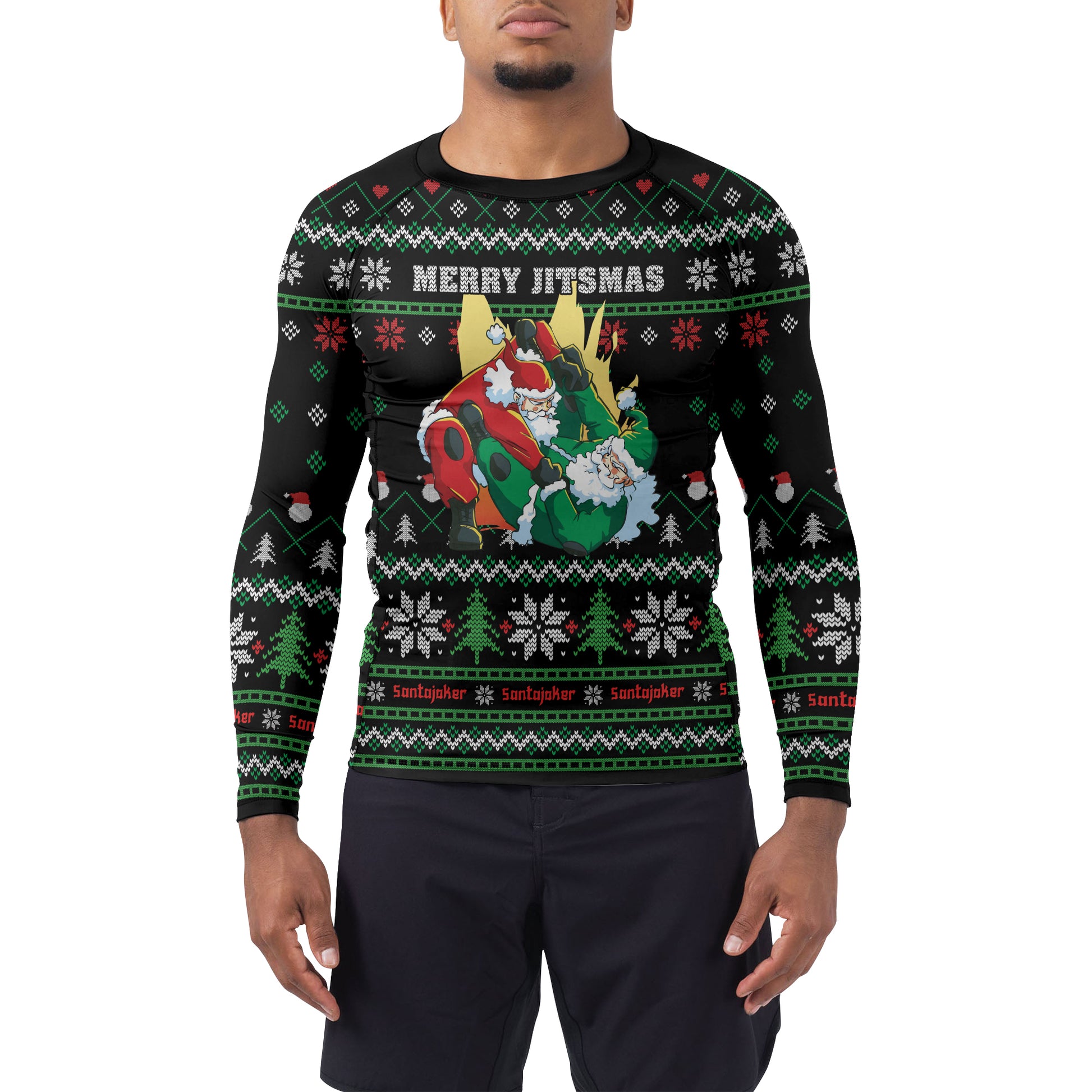 Santa's Jiu-Jitsu Clash Men's Long Sleeve Rash Guard