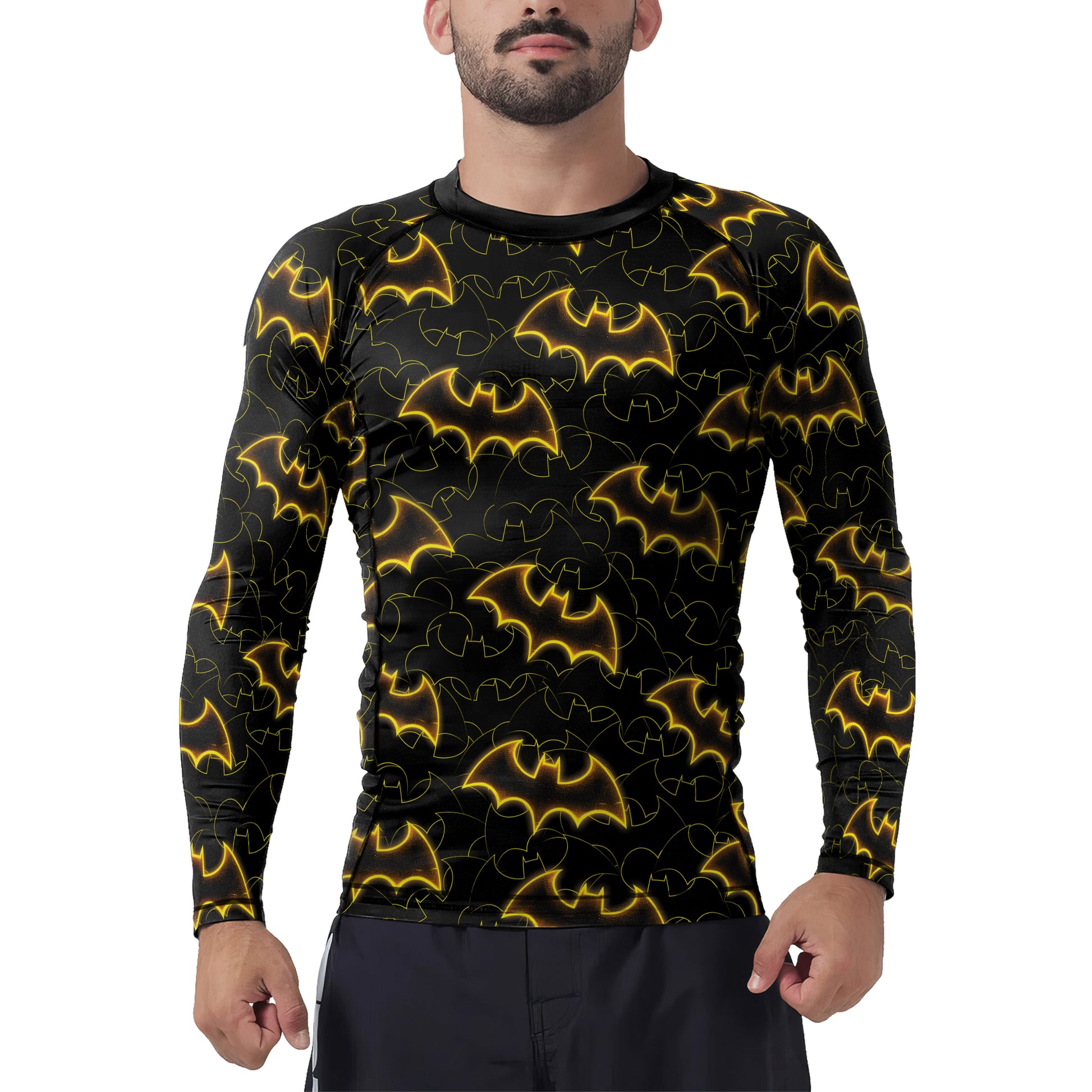 Golden Shadow Bat Men's Long Sleeve Rash Guard