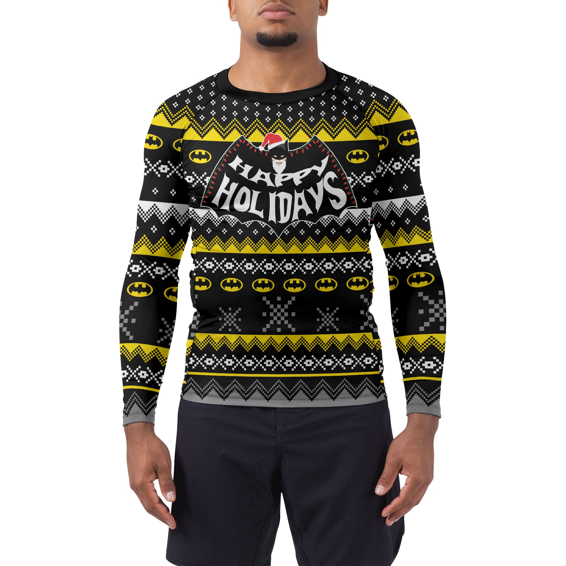 Happy Holidays Men's Long Sleeve Rash Guard