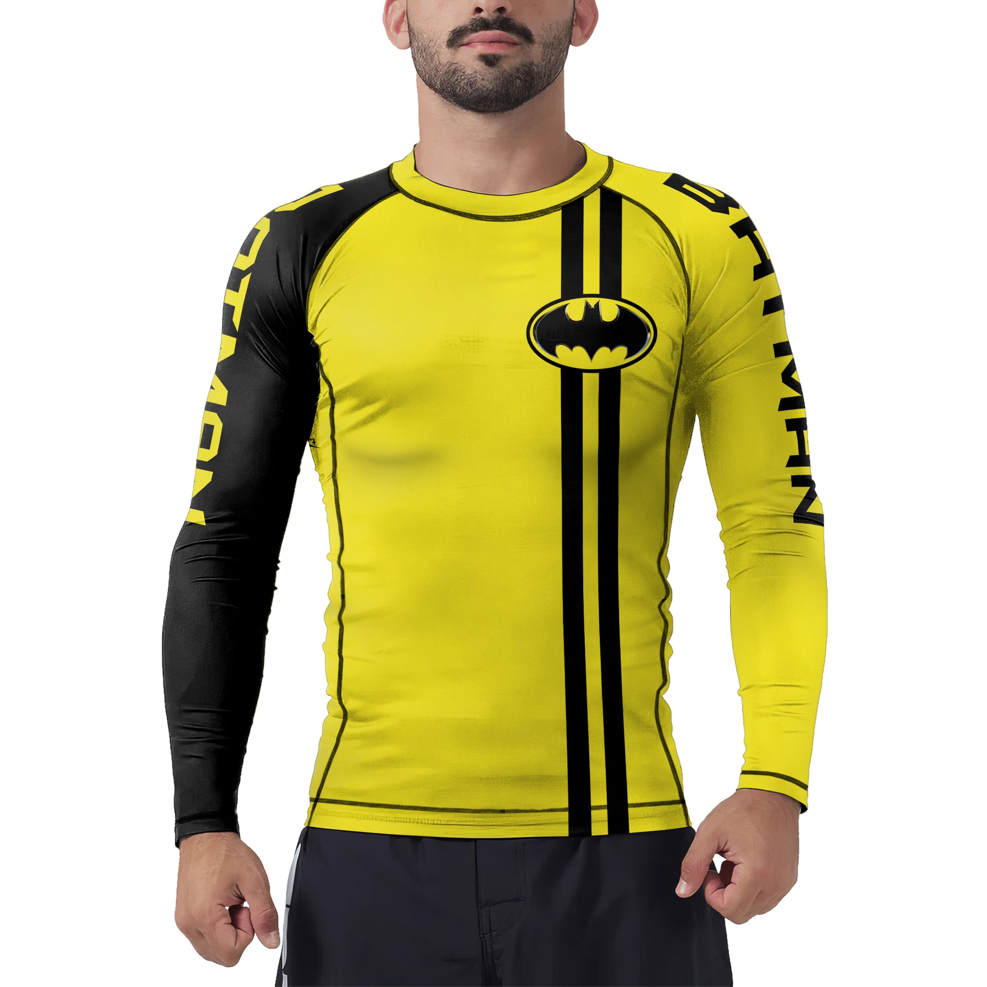 Yellow Dark Knight Wing Men's Long Sleeve Rash Guard