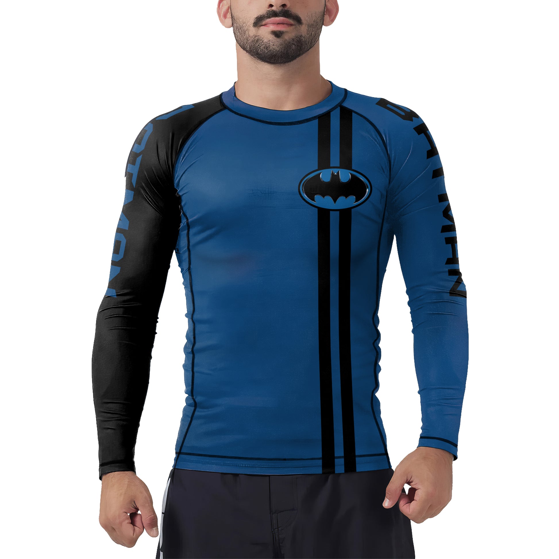 Blue Dark Knight Wing Men's Long Sleeve Rash Guard