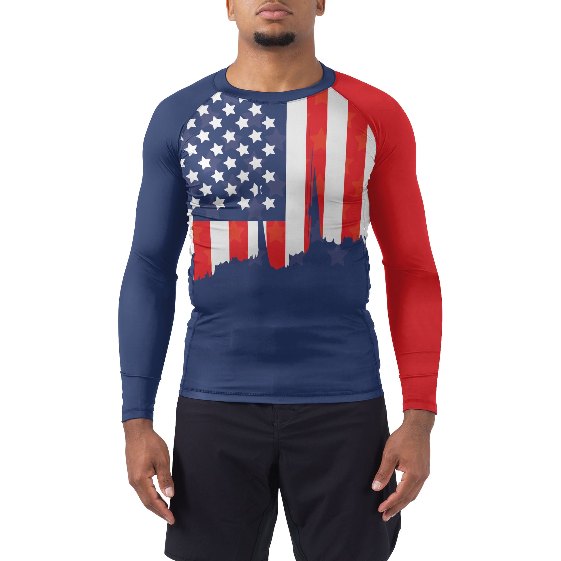 American Flag Men's Long Sleeve Rash Guard | Patriotic Rash Guard