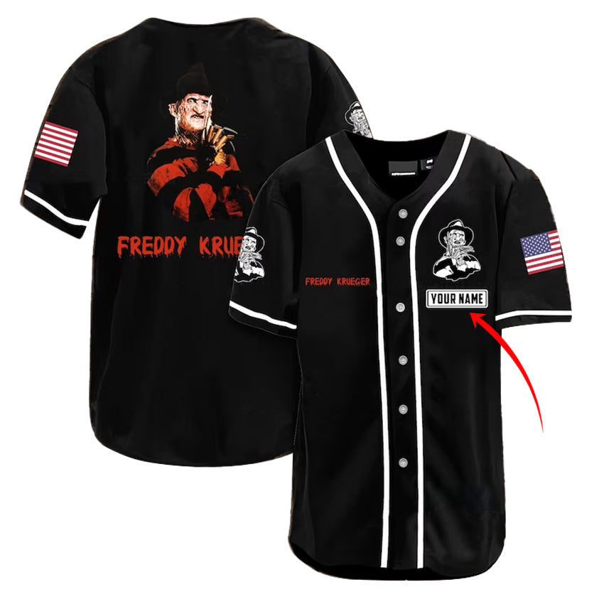 Personalized Freddy Krueger American Flag Baseball Jersey