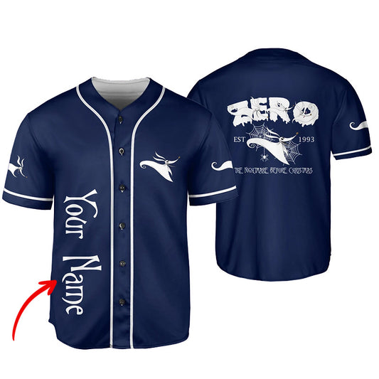 Personalized The Nightmare Before Christmas Zero Baseball Jersey