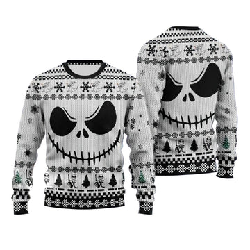 Jack Skellington Black White Ugly Sweater