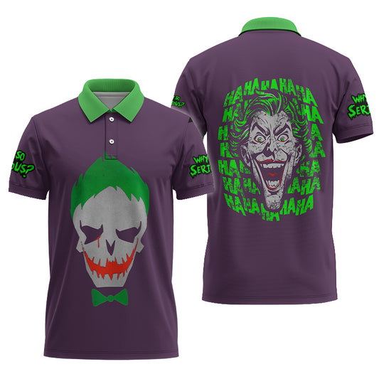 Joker Why So Serious HaHaHa Purple Polo Shirt