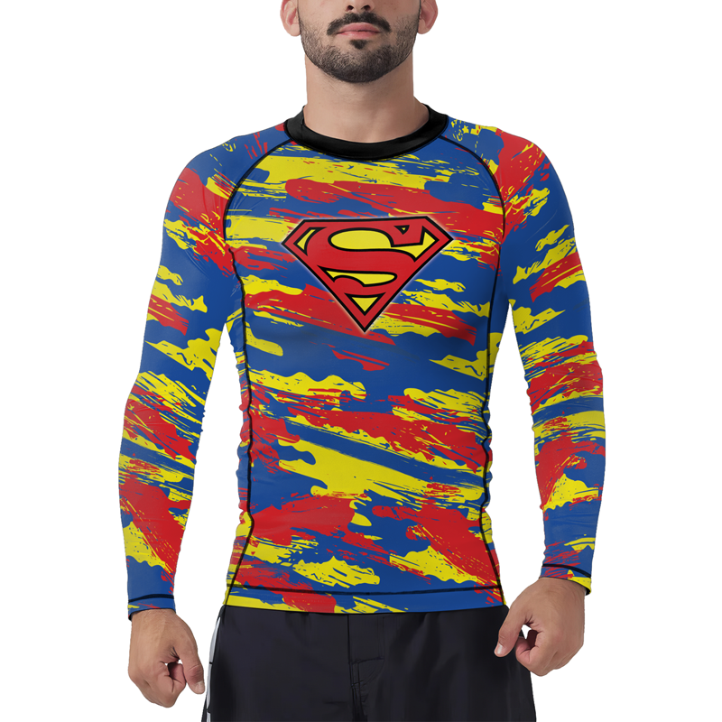 Superman Paint Streak Men's Long Sleeve Rash Guard