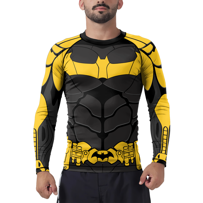 Batman's Yellow Bat Armor Men's Long Sleeve Rash Guard | Rash Guard