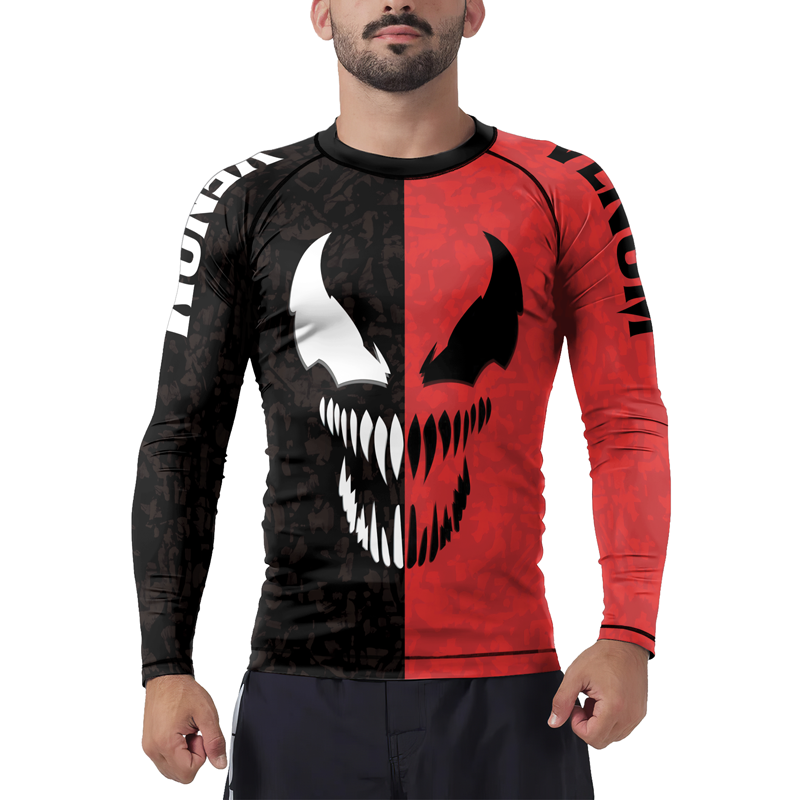 Black And Red Venom Men's Long Sleeve Rash Guard | Venom Rash Guard