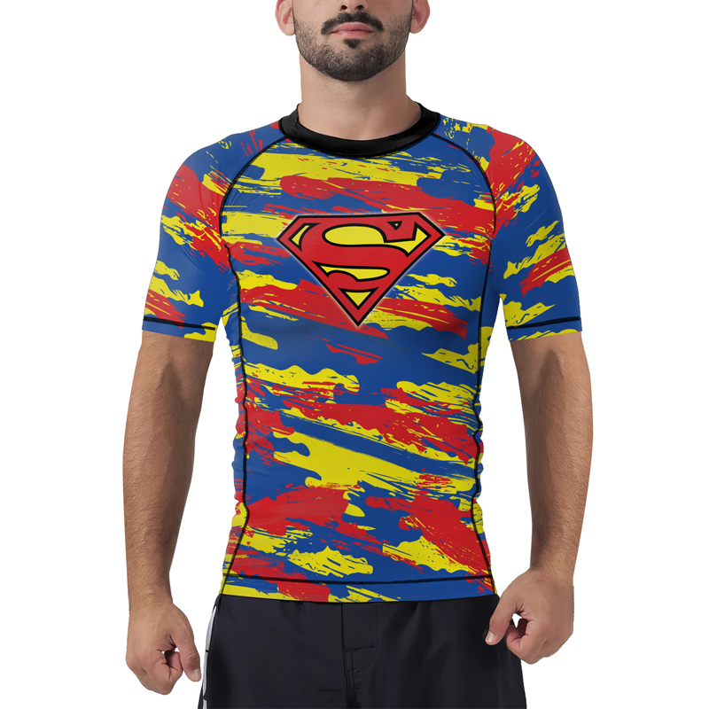 Superman Paint Streak Men's Short Sleeve Rash Guard