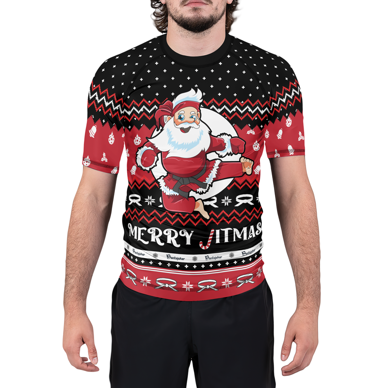 Merry Jitmas Men's Short Sleeve Rash Guard