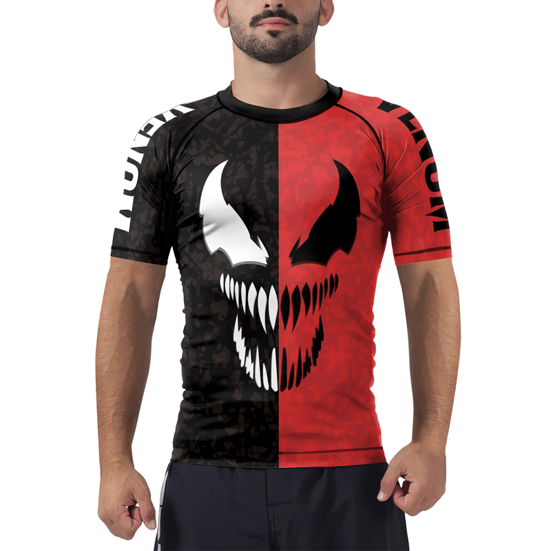 Black And Red Venom Men's Short Sleeve Rash Guard | Venom Rash Guard