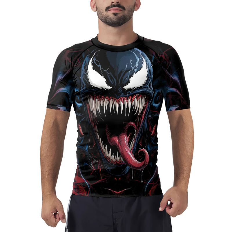 Symbiote Wrath Men's Short Sleeve Rash Guard | Marvel Venom Rashguard