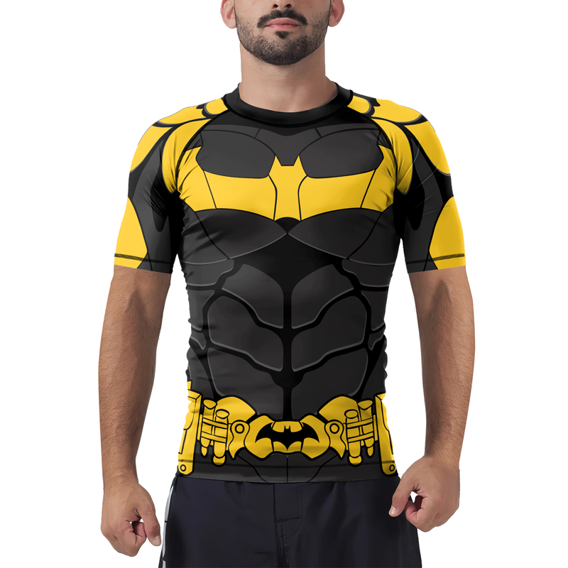 Batman's Yellow Bat Armor Men's Short Sleeve Rash Guard | Rash Guard