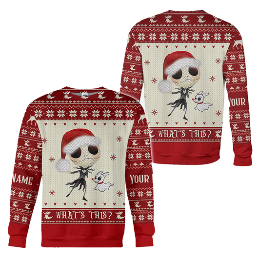 Personalized Jack Skellington Zero Dog What's This Ugly Sweater