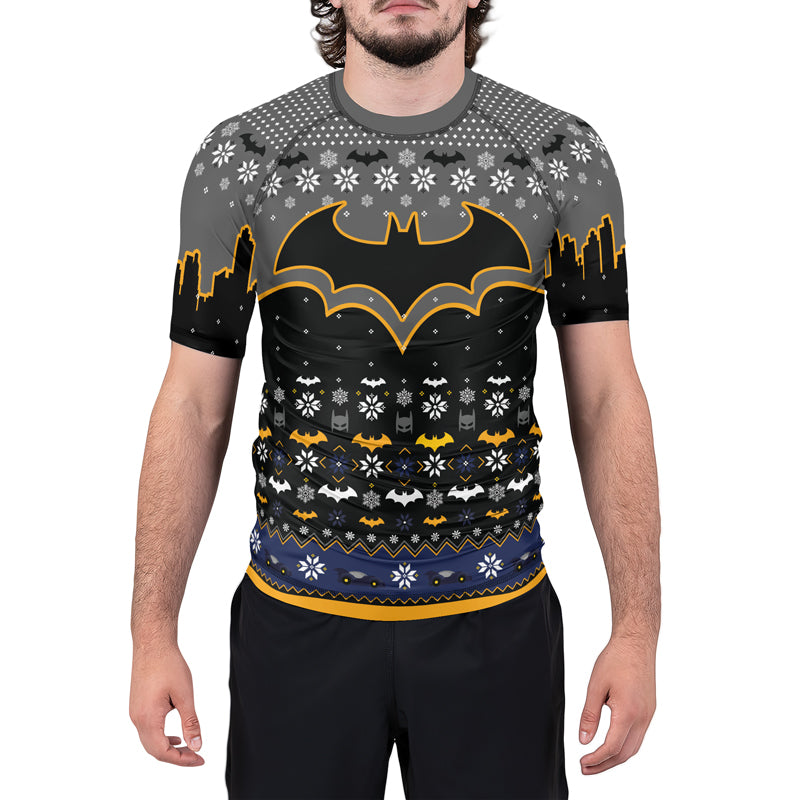 Shadow Bat Christmas Men's Short Sleeve Rash Guard