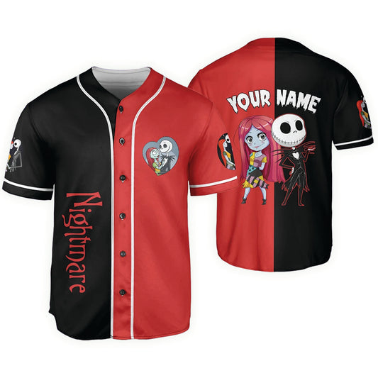 Personalized Jack And Sally Nightmare Baseball Jersey