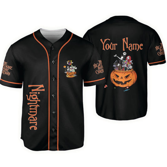 Personalized Nightmare Before Christmas Pumpkin Baseball Jersey