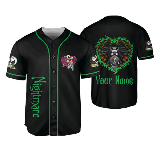 Personalized Nightmare Jack And Sally Heart Baseball Jersey