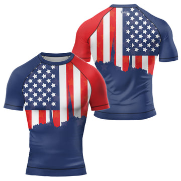 American Flag Men's Short Sleeve Rash Guard | Patriotic Rash Guard