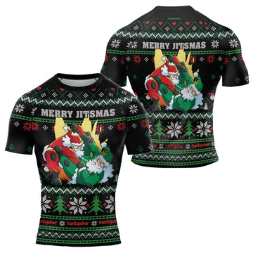 Santa's Jiu-Jitsu Clash Men's Short Sleeve Rash Guard