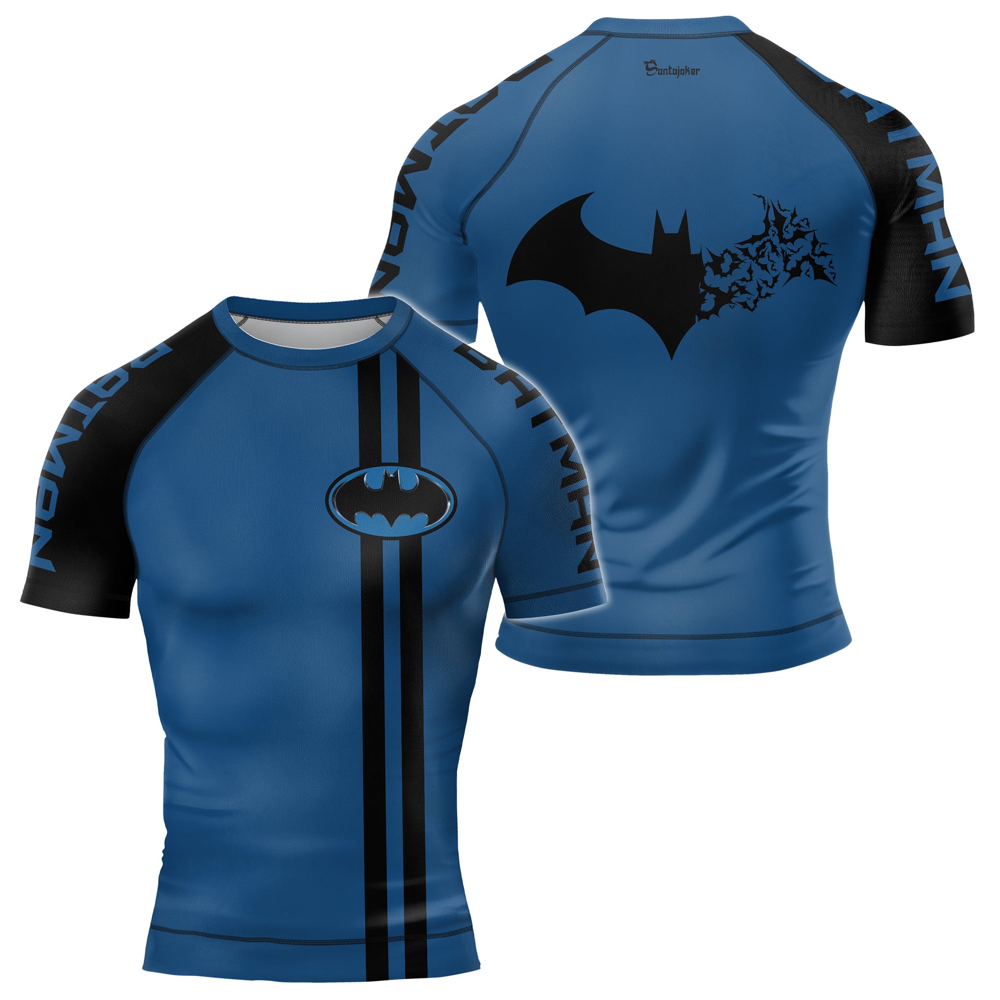 Blue Dark Knight Wing Men's Short Sleeve Rash Guard