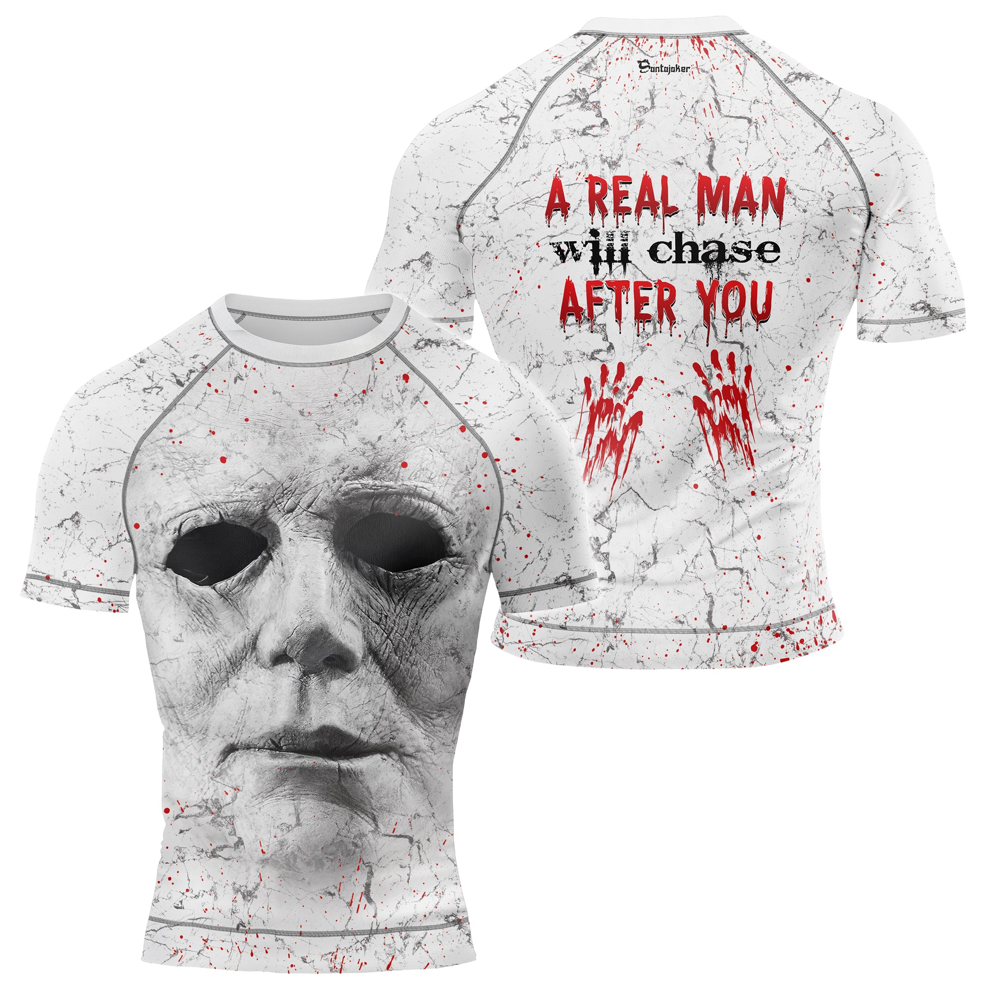 Michael Myers A Real Man Will Chase After You Men's Short Sleeve Rash Guard