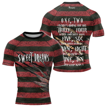 Freddy Krueger Sweet Dreams Men's Short Sleeve Rash Guard