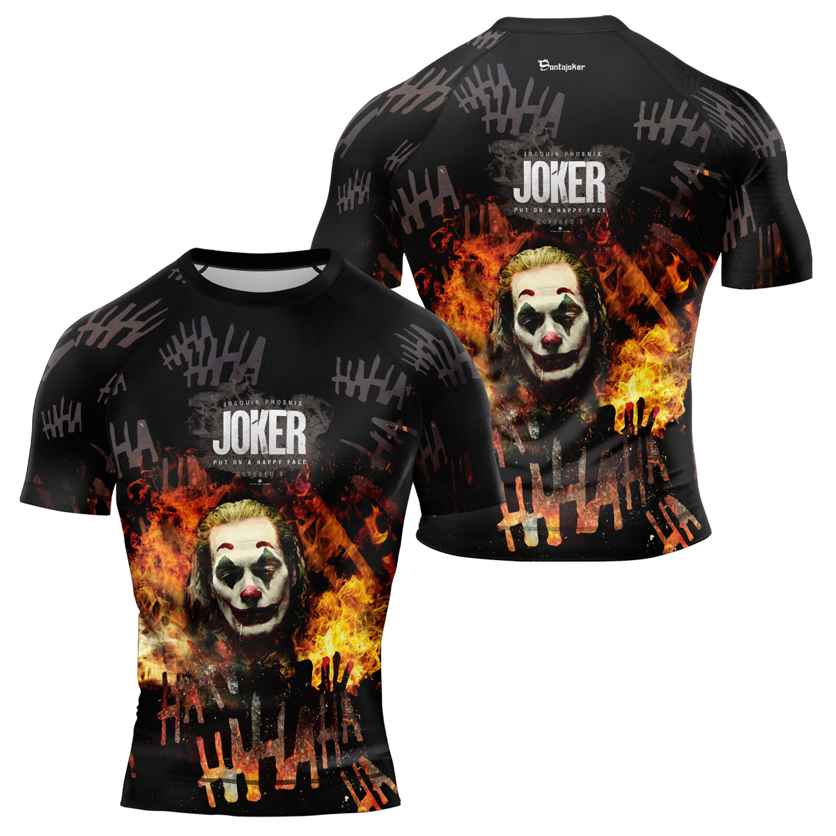 The Joker Put On A Happy Face Black Men's Short Sleeve Rash Guard