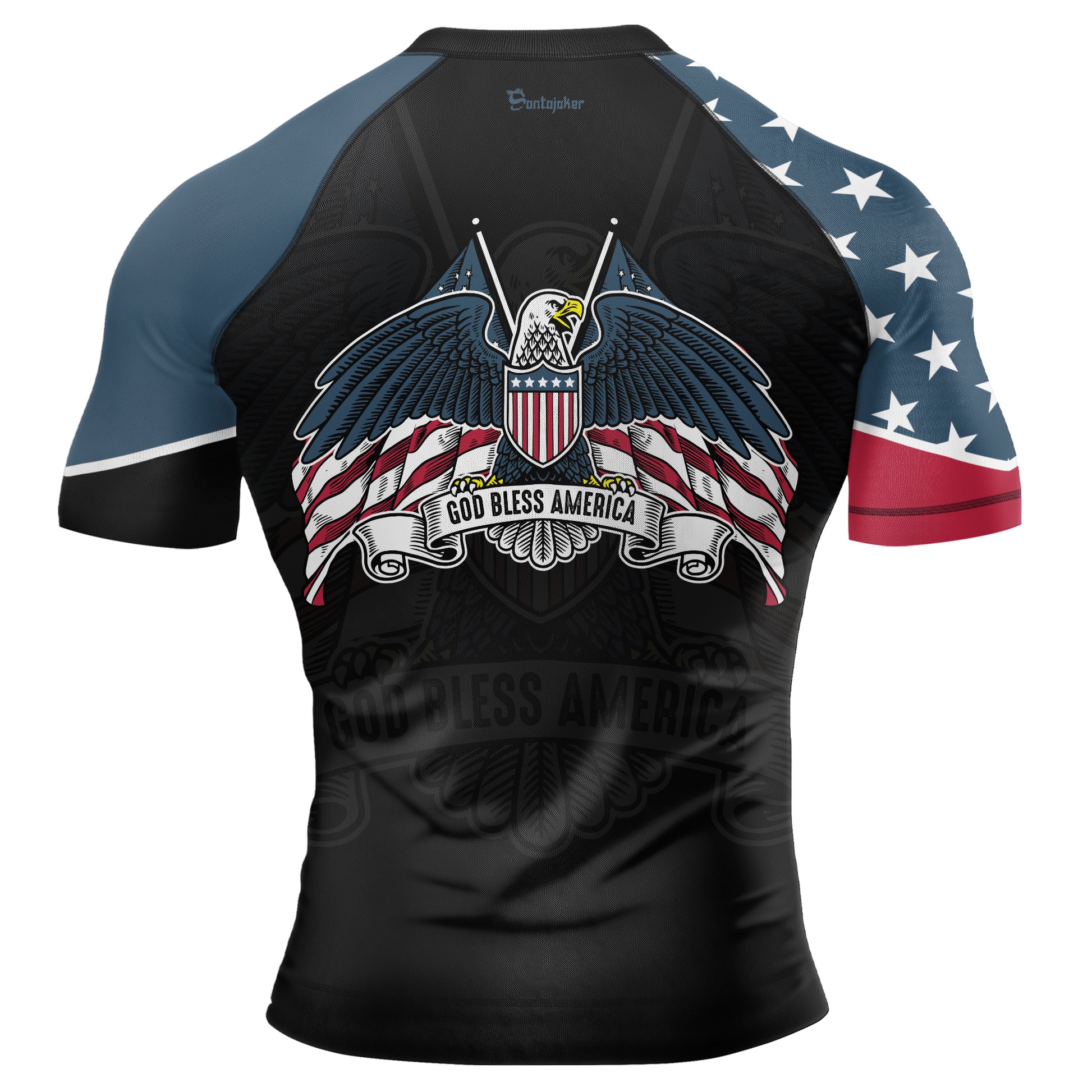 God Bless America Men's Short Sleeve Rash Guard | Patriotic Rash Guard