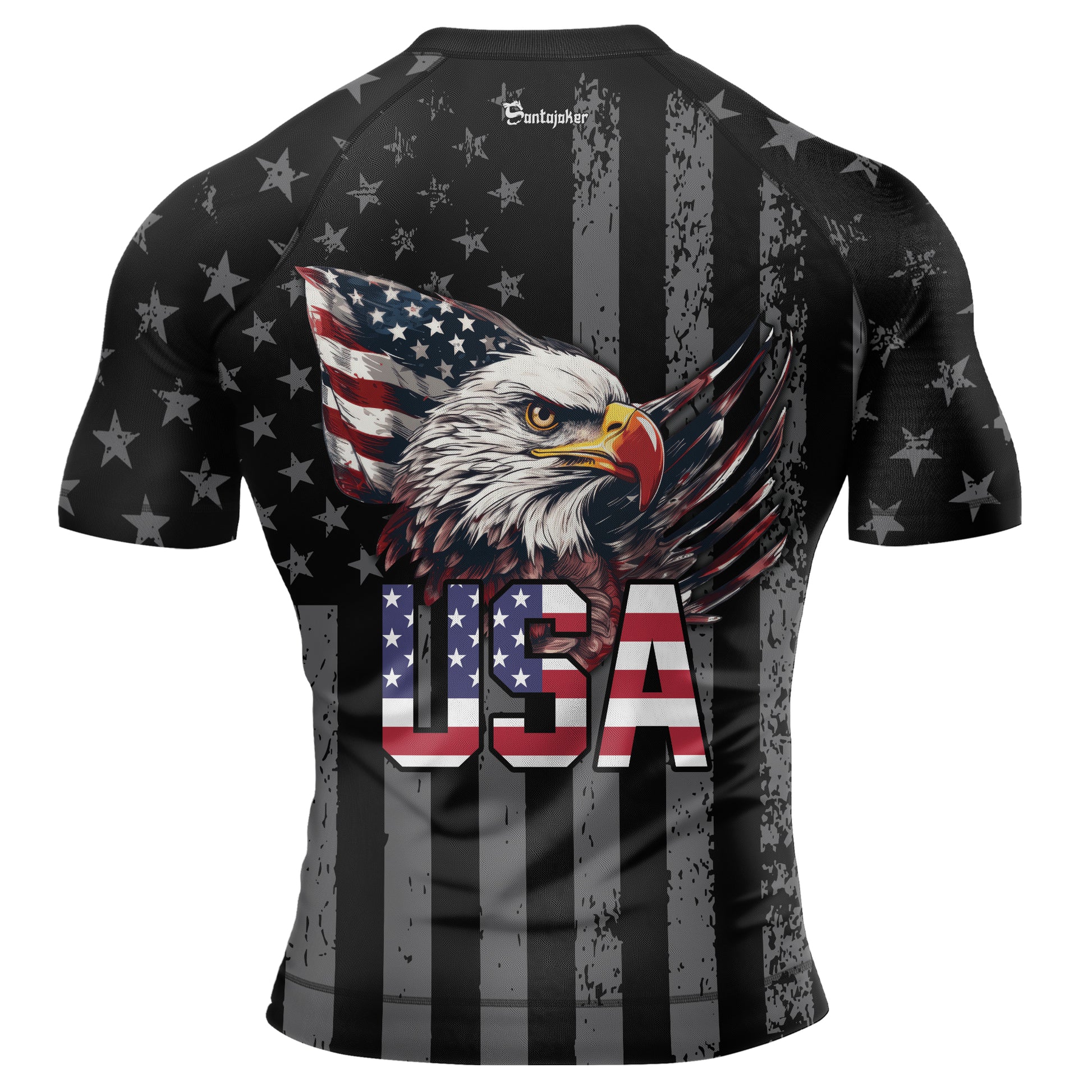 USA Flag Eagle Men's Short Sleeve Rash Guard | Patriotic Rashguard