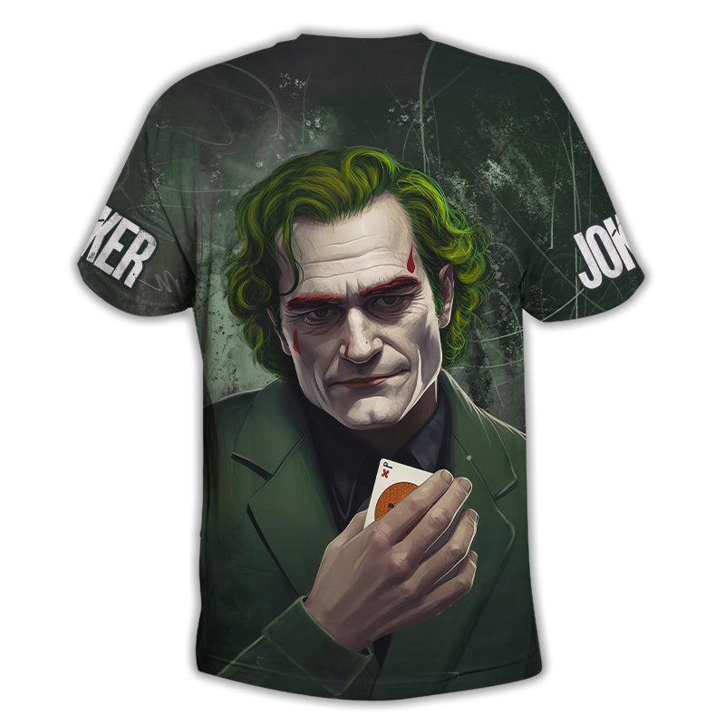 Joker With Poker Card Green T-shirt