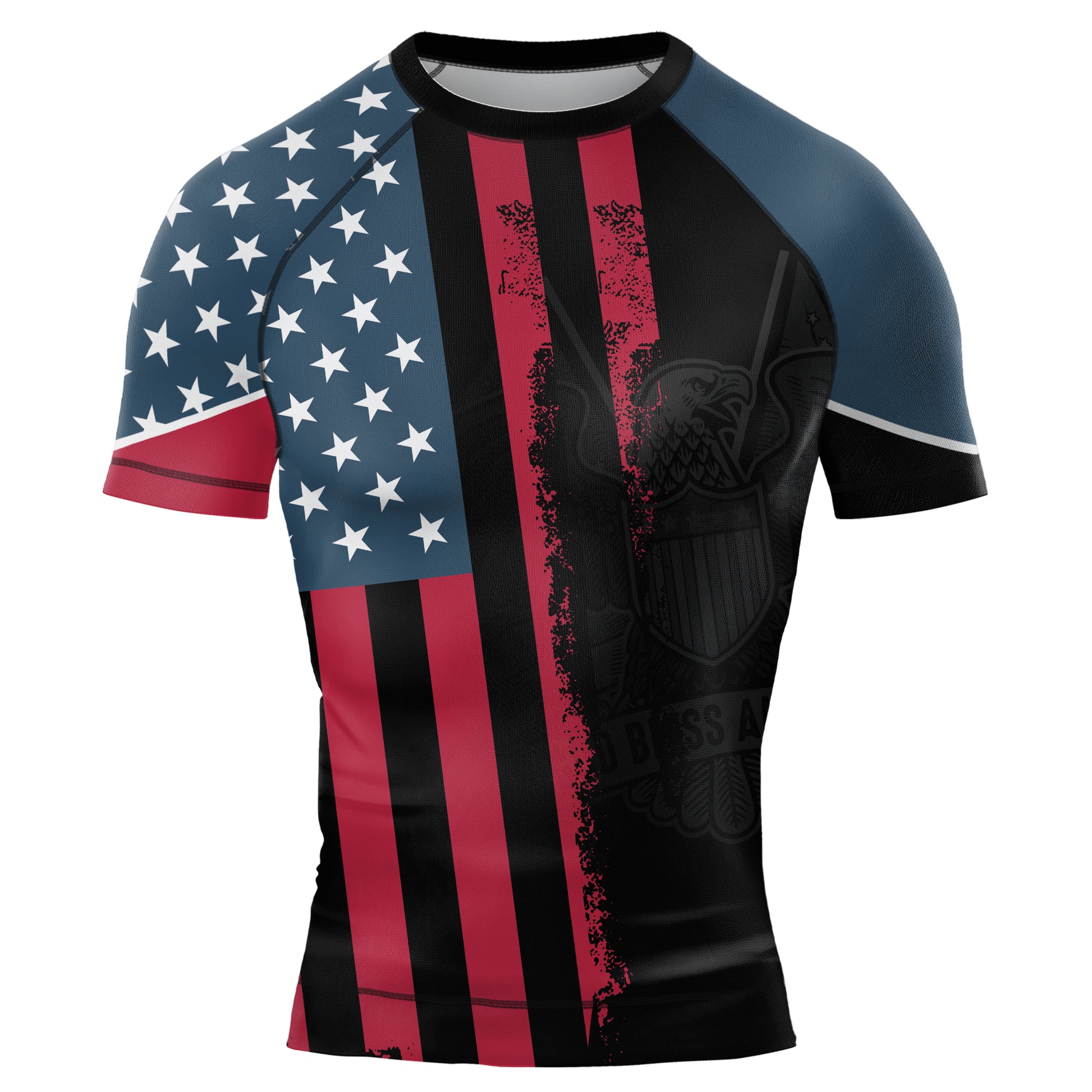 God Bless America Men's Short Sleeve Rash Guard | Patriotic Rash Guard