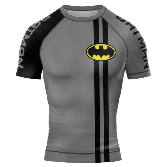 Grey Dark Knight Wing Men's Short Sleeve Rash Guard