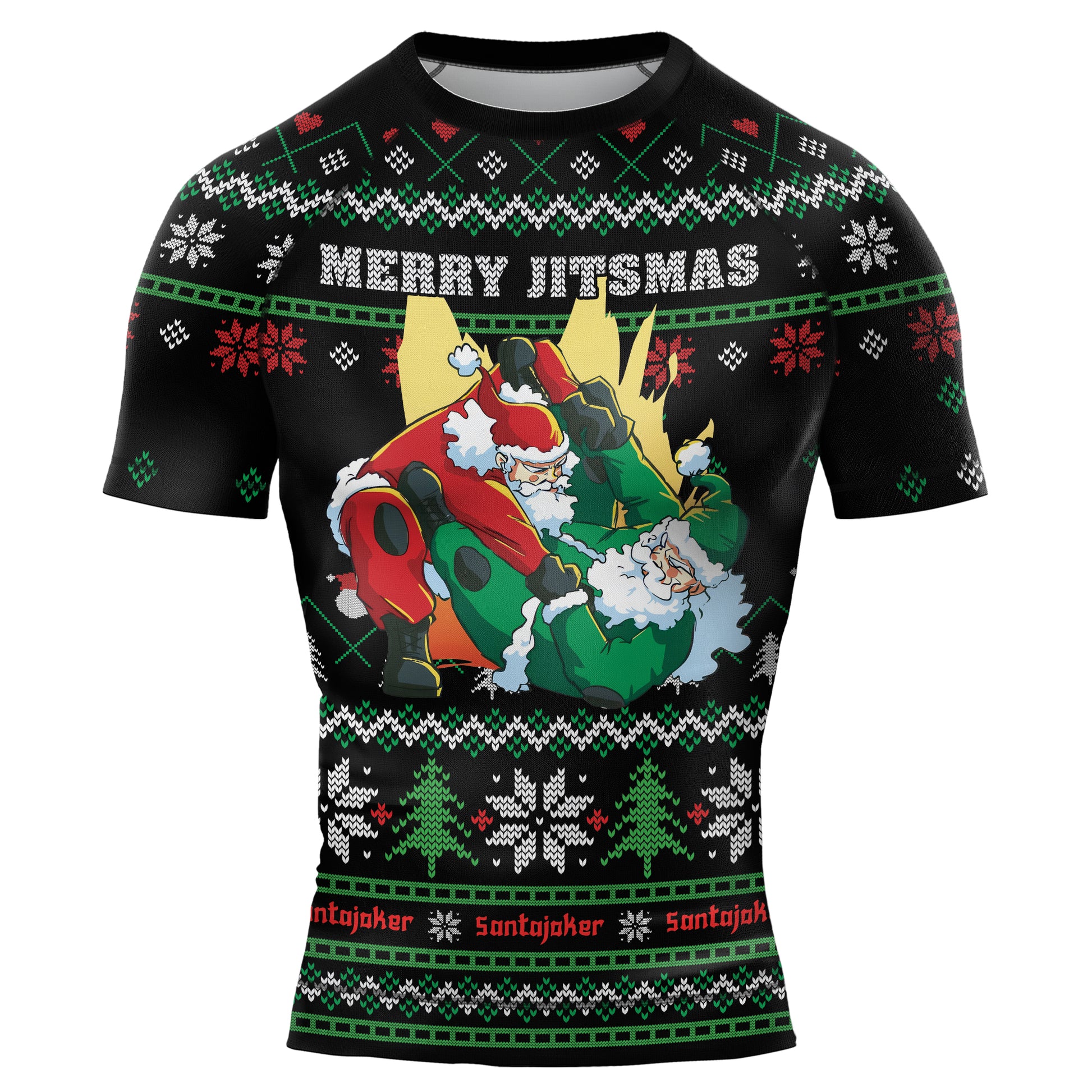 Santa's Jiu-Jitsu Clash Men's Short Sleeve Rash Guard