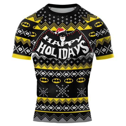 Happy Holidays Men's Short Sleeve Rash Guard