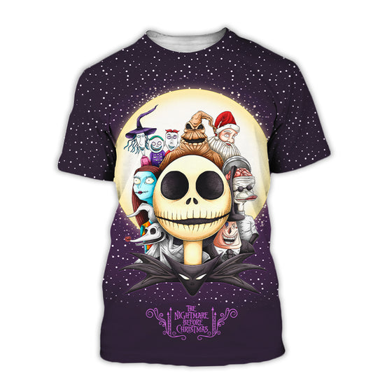 The Nightmare Before Christmas Characters Purple T-shirt