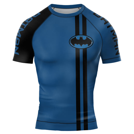 Blue Dark Knight Wing Men's Short Sleeve Rash Guard