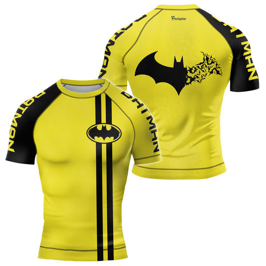 Yellow Dark Knight Wing Men's Short Sleeve Rash Guard