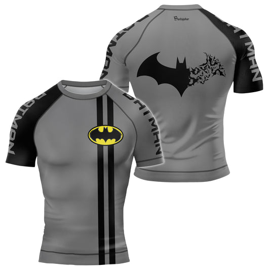 Grey Dark Knight Wing Men's Short Sleeve Rash Guard