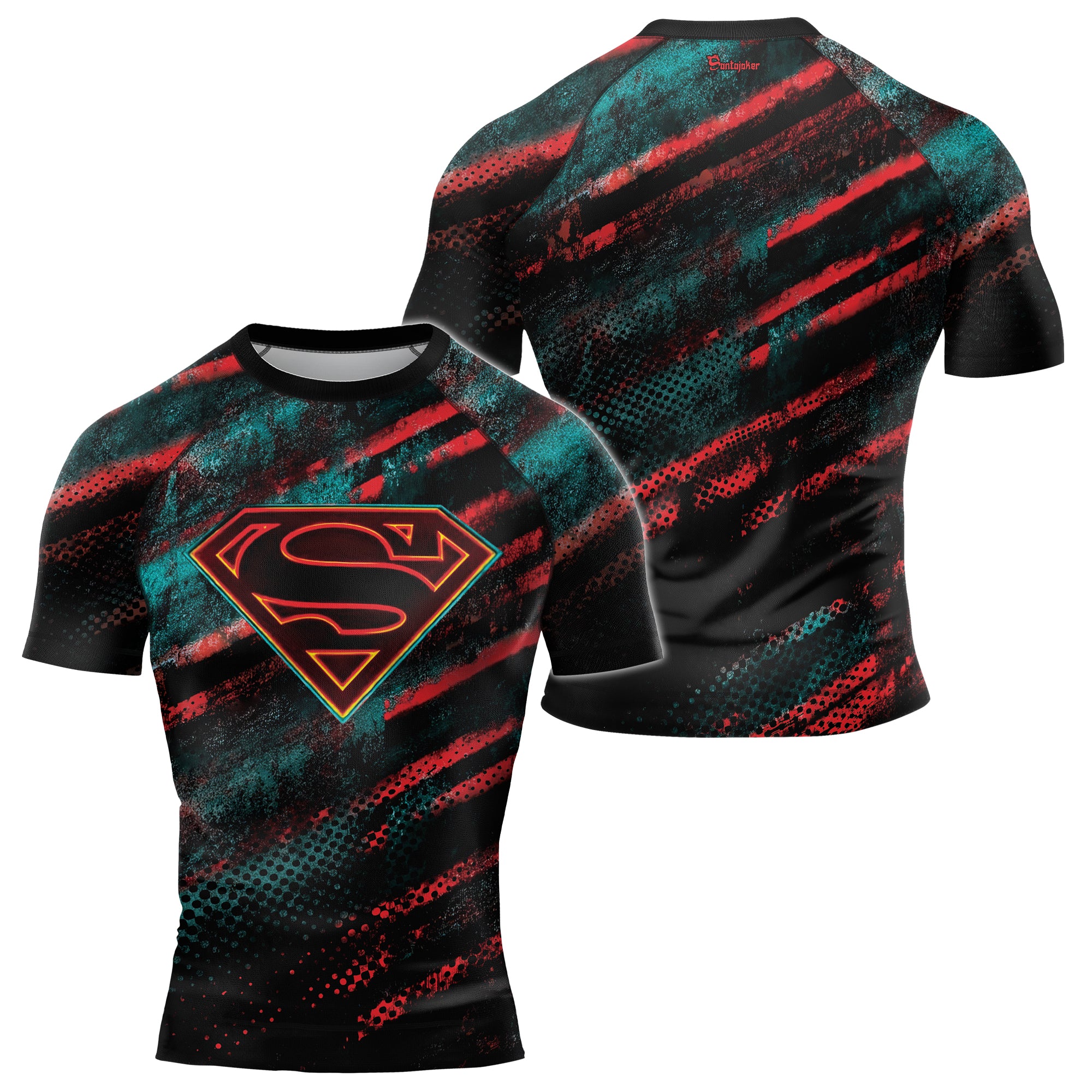 Red Kryptonite Superman Men's Short Sleeve Rash Guard