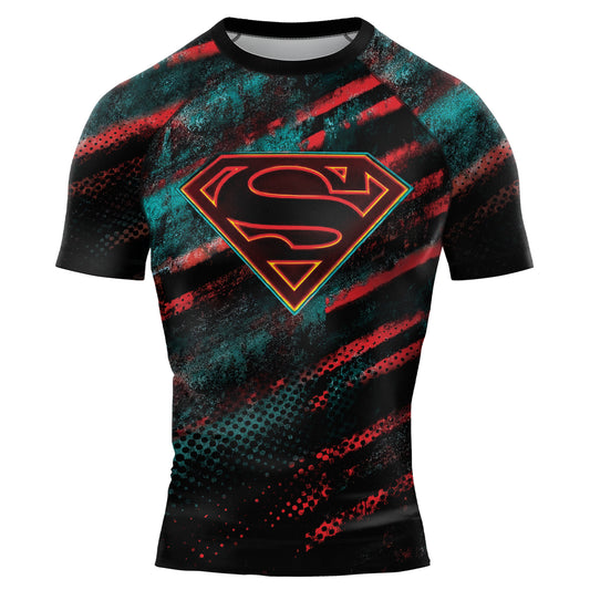 Red Kryptonite Superman Men's Short Sleeve Rash Guard